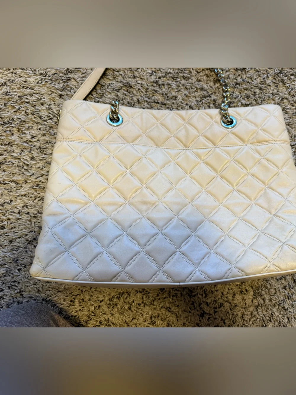 kate spade White Quilted Chain-Handle Tote